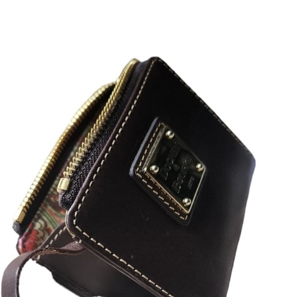 Dooney & Bourke Rare/Card Holder/Coin Pouch Wallet Brown Leather/Paisley w/Box - Picture 7 of 11